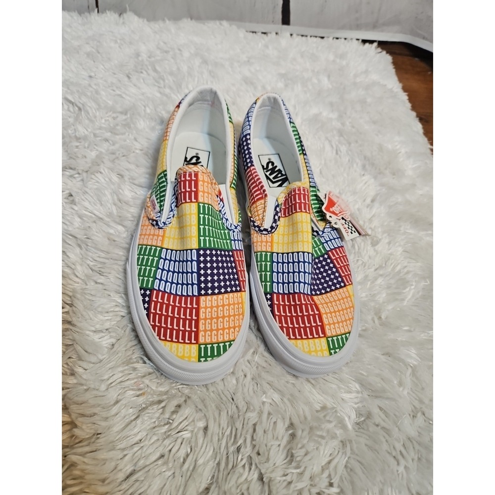 New Vans Pride Classic Slip - On Men Multicolor White Shoes Men 7. 5, Women 9